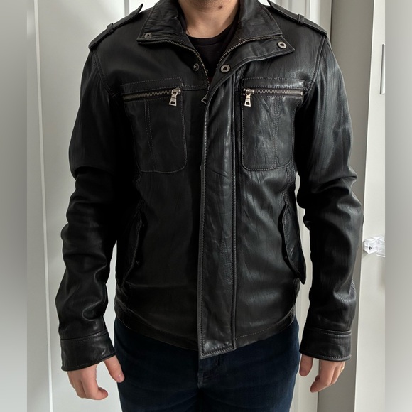Danier Dark Black Leather Jacket - Picture 3 of 4